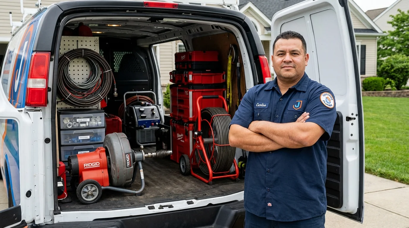 Professional drain cleaning equipment and Johns Plumbing LLC plumber in Long Branch