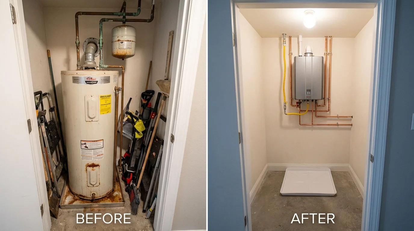 Tank water heater versus wall-mounted tankless unit comparison for Long Branch, NJ homeowners